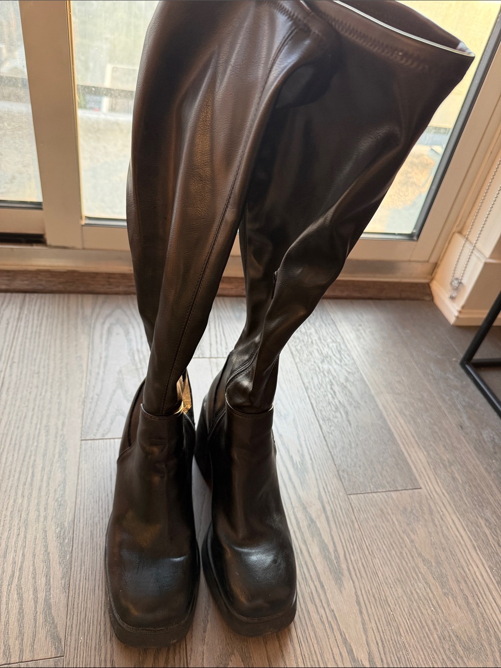 Call It Spring Black Knee High Heeled Boots